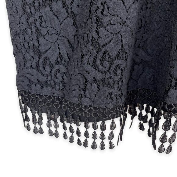 Collective Concepts Peter Pan Collared Top in Black Floral Lace - Picture 8 of 10
